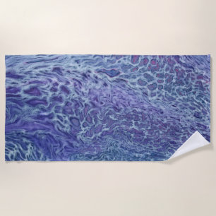 Blue & Violet Acrylic Abstract Fluid Art  Beach Towel