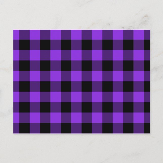 Blue Violet and Black Gingham Postcard (Front)
