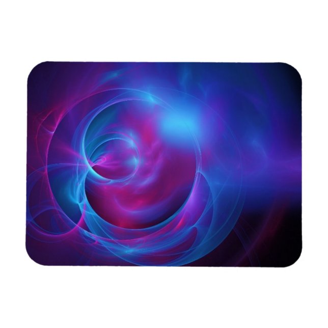 Blue Violet and Pink Cosmic Swirly Fractal Magnet (Horizontal)
