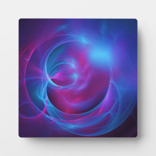 Blue Violet and Pink Cosmic Swirly fractal Plaque