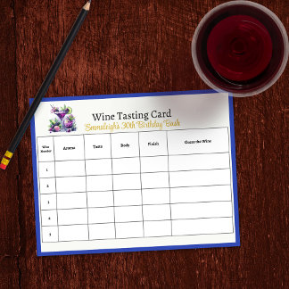 Blue-Violet Birthday Bash Guess the Wine Notepad