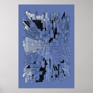 Blue violet city poster