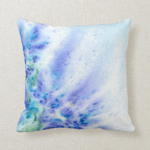 Blue Violet Field of Flowers Abstract Watercolor Throw Pillow