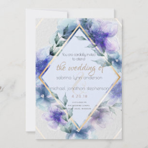 Blue violet floral Invitation