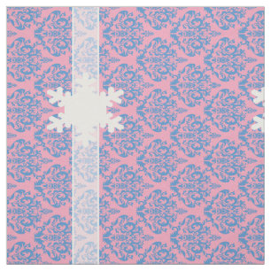 Blue Violet Frosted Orchid Damask with Snowflake Fabric