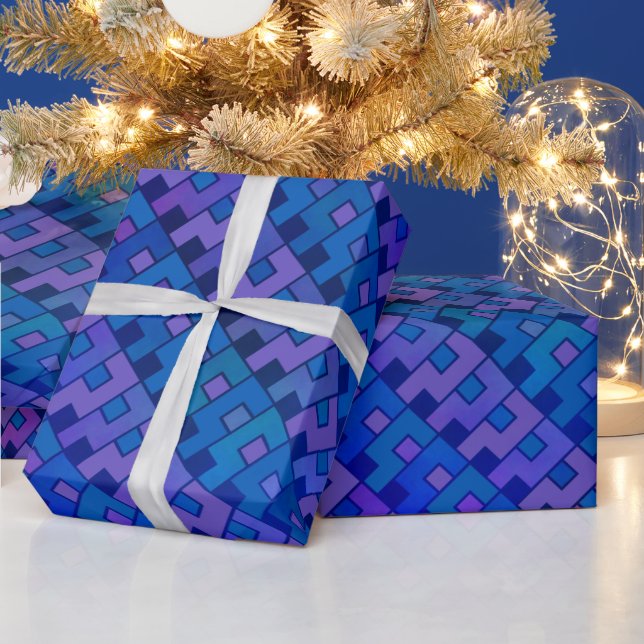Blue Violet Geometric Wrapping Paper (Holidays)
