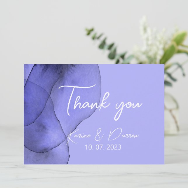 Blue violet lavender watercolor  thank you card (Standing Front)