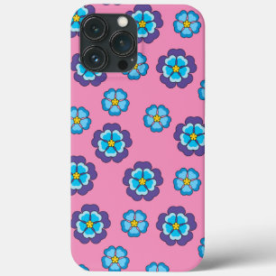 Blue Violet Pink Floral Pattern iPhone 13 Pro Max Case