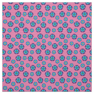 Blue Violet Pink Floral Pattern Fabric
