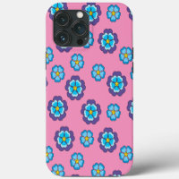 Blue Violet Pink Floral Pattern