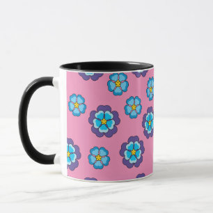 Blue Violet Pink Floral Pattern Mug