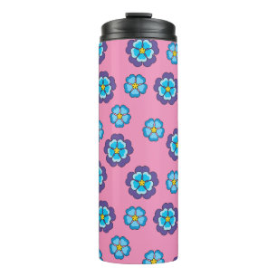Blue Violet Pink Floral Pattern Thermal Tumbler