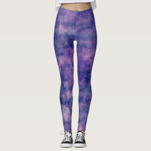 Blue Violet Pink Watercolor Abstraction Leggings
