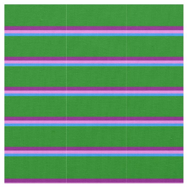 Blue, Violet, Purple & Green Stripes Fabric (Close Up)