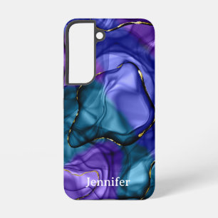 Blue violet rainbow watercolor samsung galaxy case