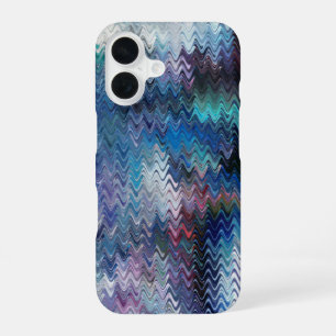 Blue Violet Teal White Marbling Abstraction iPhone 16 Case