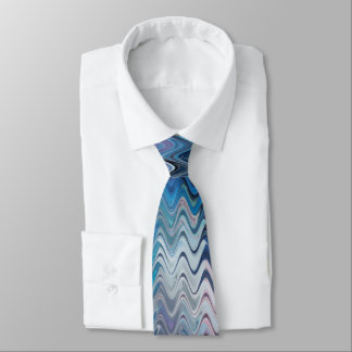 Blue Violet Teal White Marbling Abstraction Tie