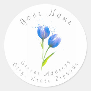'Blue Violet Tulips' Address Label