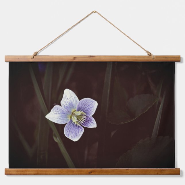 Blue Violet Wild Flower Nature Hanging Tapestry (Front)