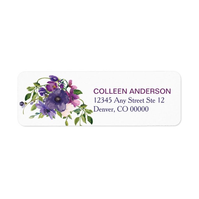 Blue Violet Wild Roses Return Address (Front)