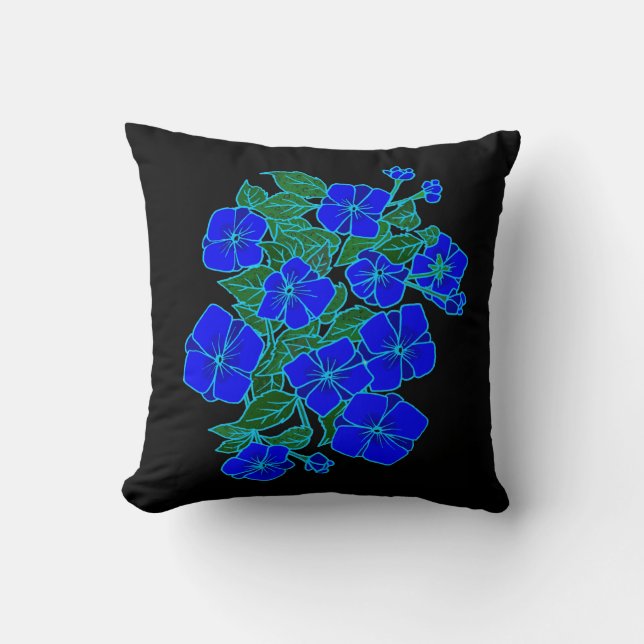 Blue Violets Throw Pillow (Front)