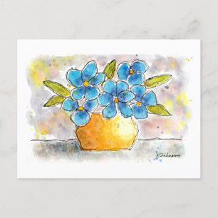 Blue Violets Watercolor Postcard