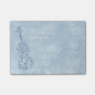 Blue Violin Line Drawing on Textured Effect Post-it Notes