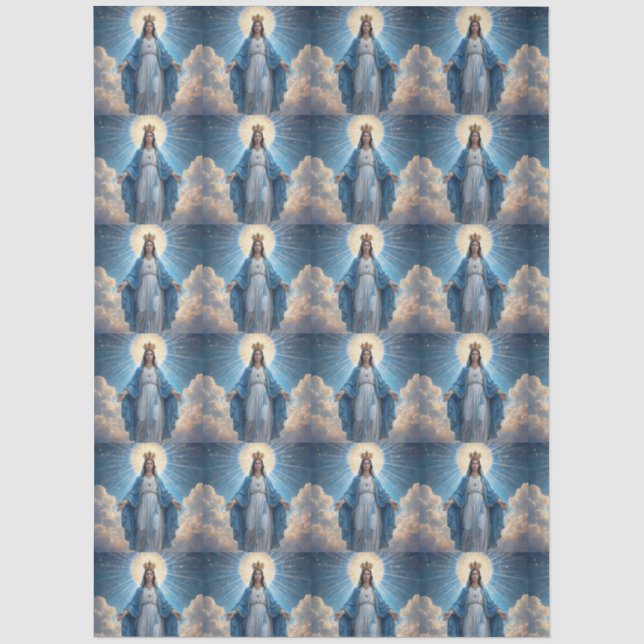 Blue VIrgin Mary Heavenly  Tissue Paper (Front)