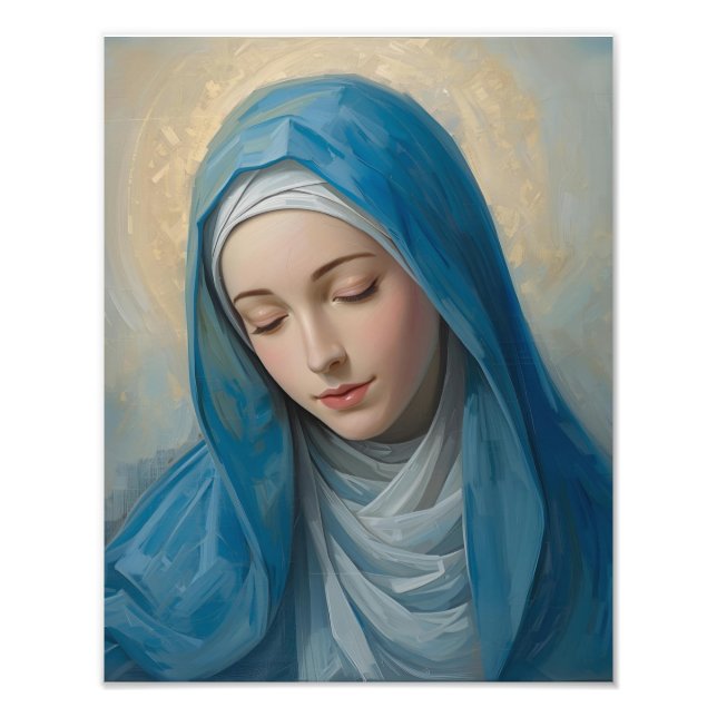 Blue VIrgin Mary Picture Photo Print (Front)