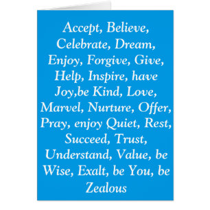 Blue virtues card