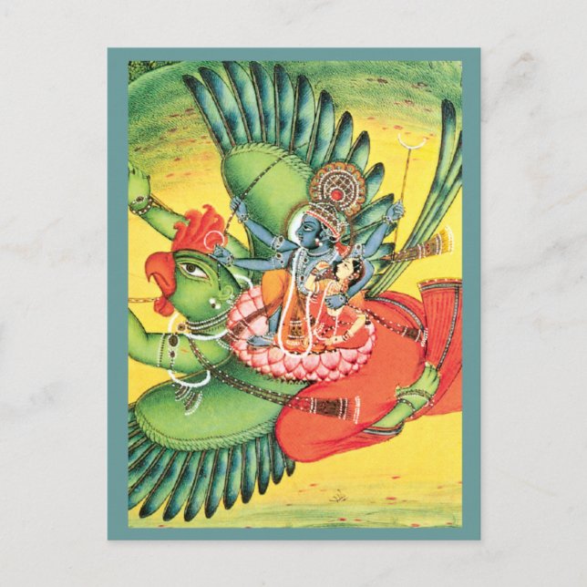 Blue Vishnu Hindu God Art Card (Front)