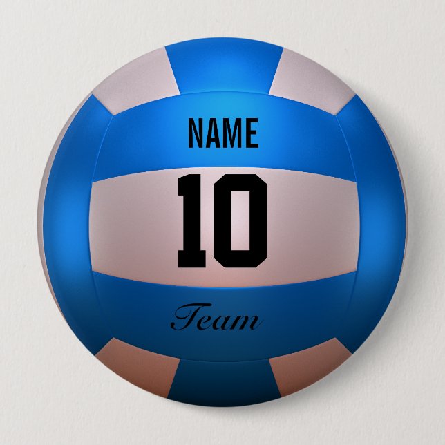 Blue Volleyball 4 Inch Round Button (Front)