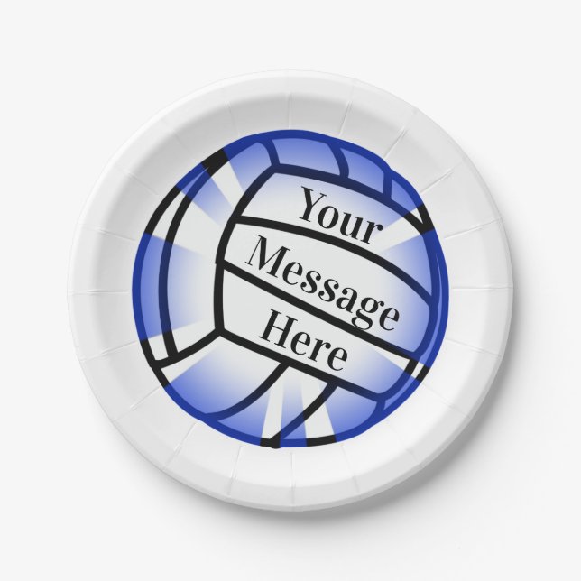 Blue Volleyball Custom Paper Party Paper Plate (Front)