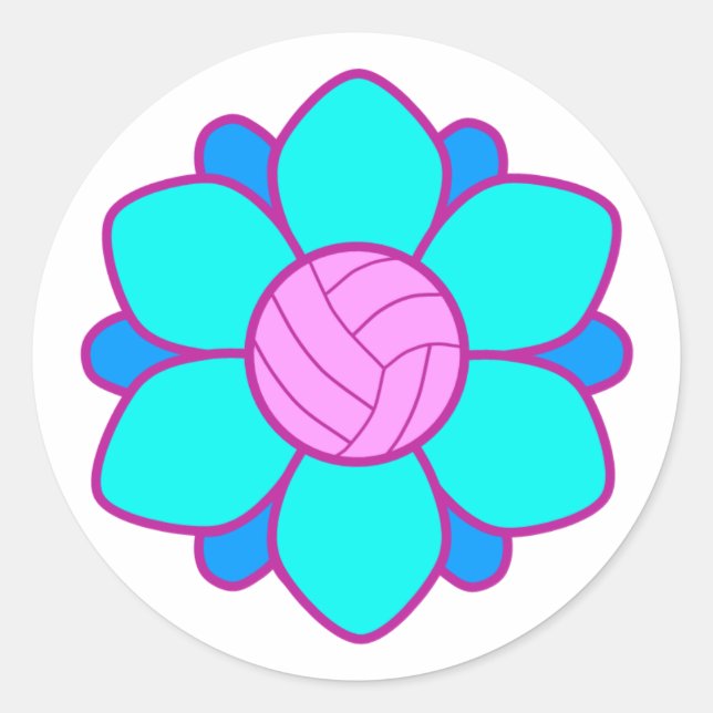 Blue Volleyball Girl Classic Round Sticker (Front)