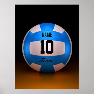 Blue Volleyball Poster