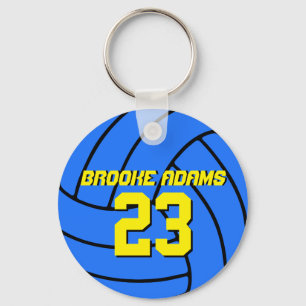 Blue Volleyball Sports Team Keychain