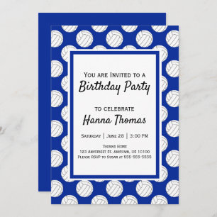 Blue Volleyball thème Anniversaire Invitation