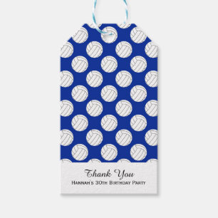 Blue Volleyball Theme Birthday Gift Tags