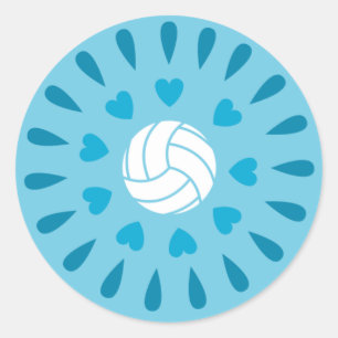 Blue Volleyballs Kaleidoscope Pattern Classic Round Sticker