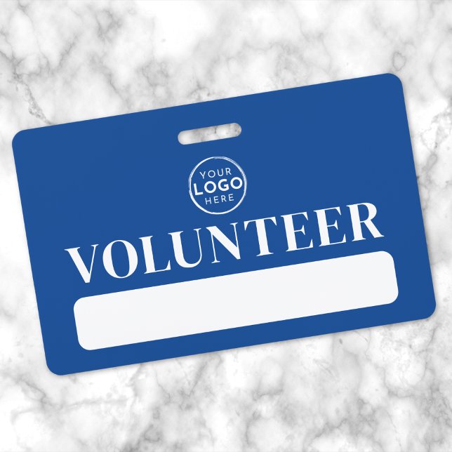 Blue Volunteer Name Badge (Blue Logo Volunteer Badge)