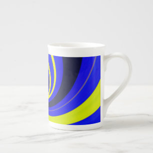 Blue vortex bone china mug