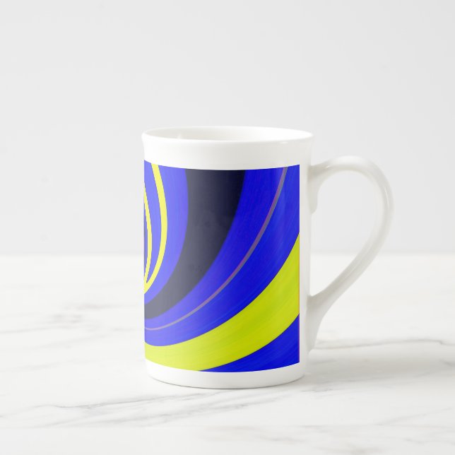 Blue vortex bone china mug (Right)