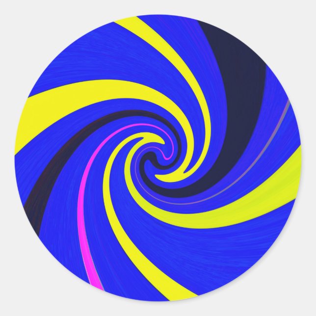 Blue vortex classic round sticker (Front)