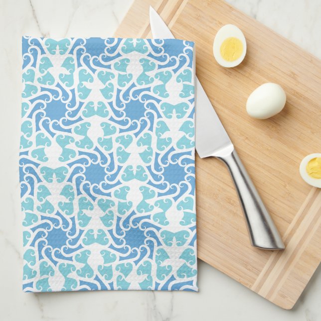 Blue vortex kitchen towel (Quarter Fold)