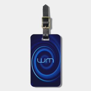 Blue Vortex Monogram Personalized Luggage Tag