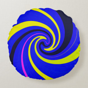 Blue vortex round pillow