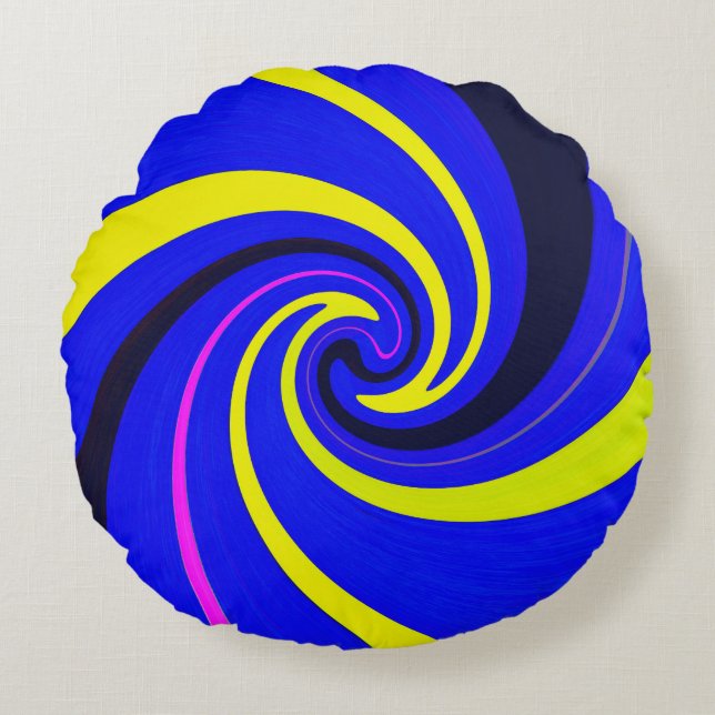 Blue vortex round pillow (Front)