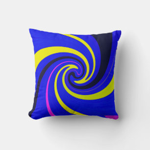 Blue vortex throw pillow