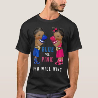 Blue vs Pink Ethnic Boxing Babies Gender Reveal T- T-Shirt