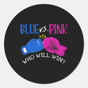 Blue Vs Pink Who Will Win Gender Reveal Party Boxi Classic Round Sticker